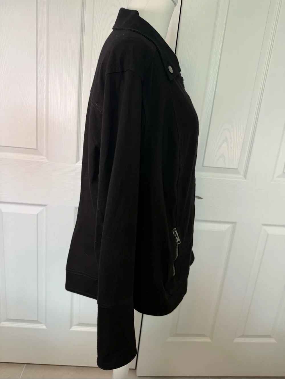 Liverpool Women's Black Lightweight Stretch Asymmetrical Moto Coat Jacket 2XL